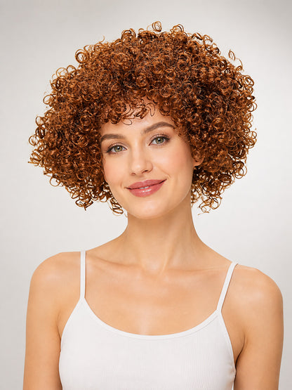 Short Curly Brown Carnival Wig main product view