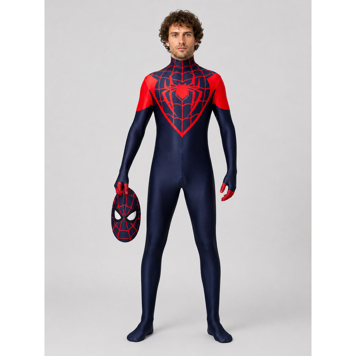 Red Spider-Man Costume with Mask and Web Pattern