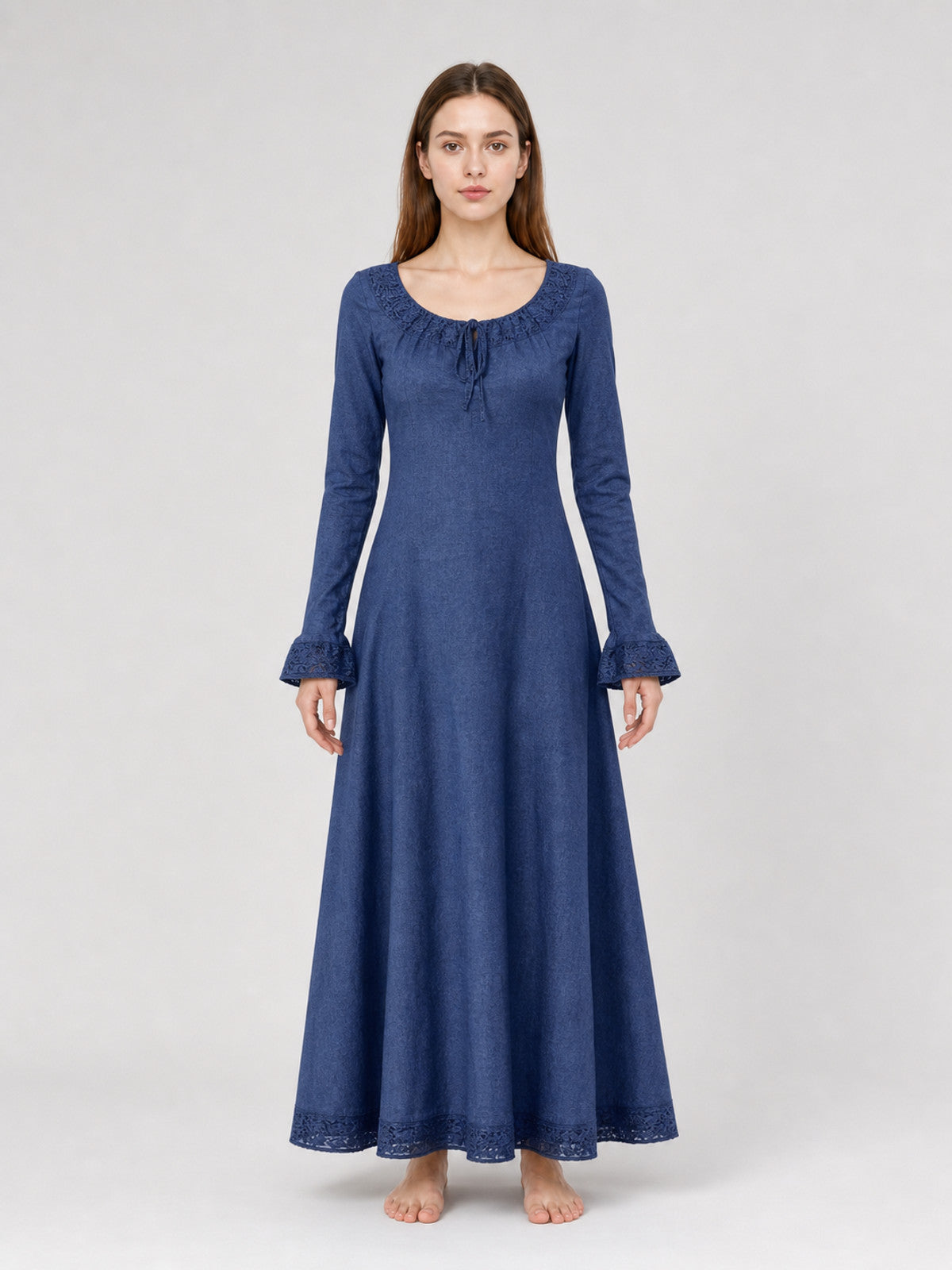 Vintage Long Dress with Long Sleeves front view