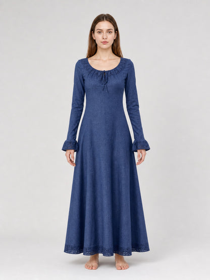 Vintage Long Dress with Long Sleeves front view