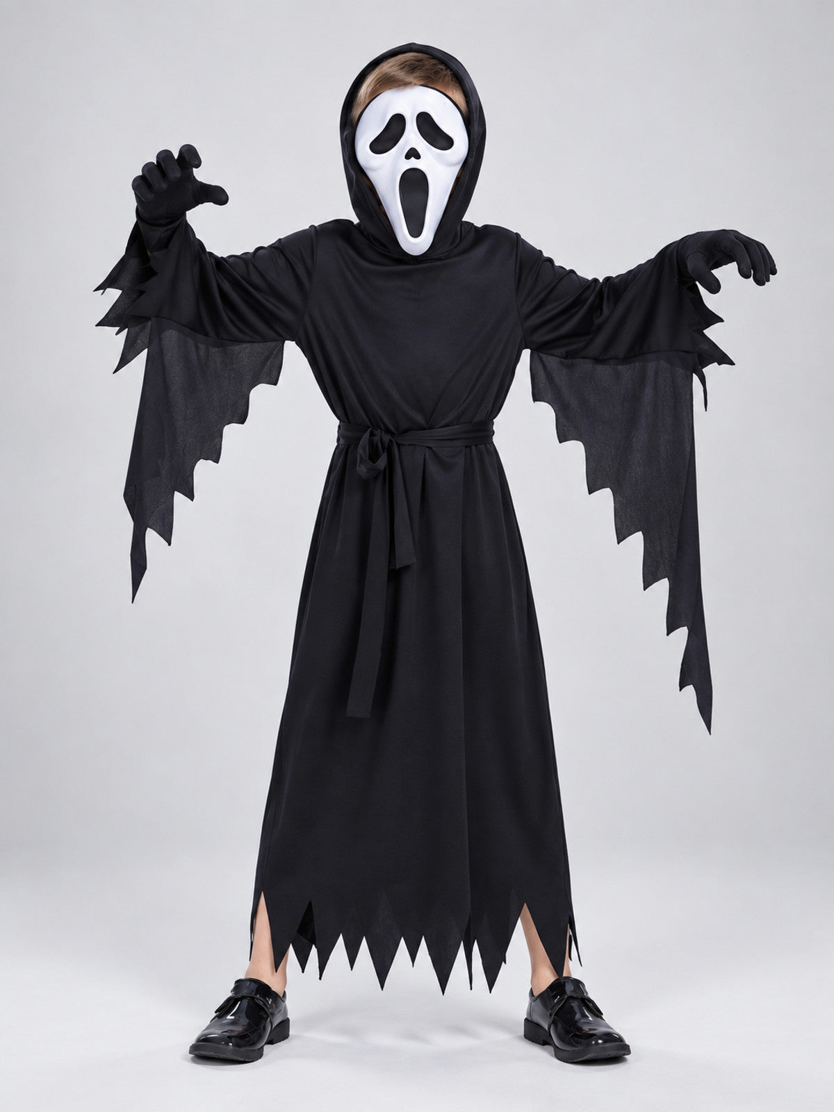 Cosplay Costume with Hood, Mask, and Ripped Edges