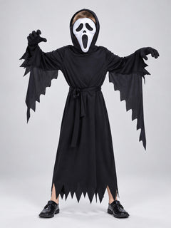 Cosplay Costume with Hood, Mask, and Ripped Edges