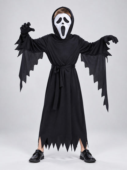 Cosplay Costume with Hood, Mask, and Ripped Edges
