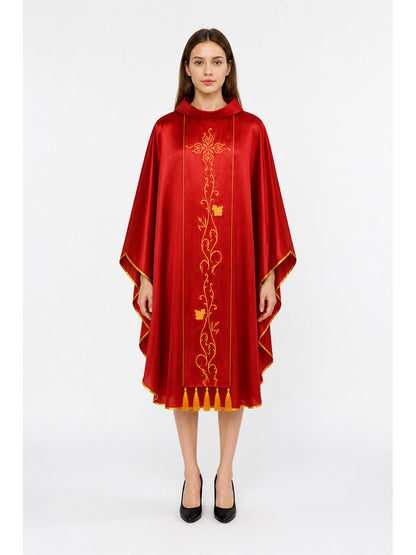 Red Robe with Gold Embroidery and Fringe main product view