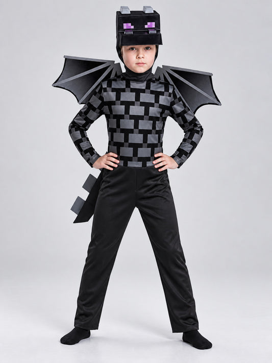 Carnival costume with pixel pattern and wings