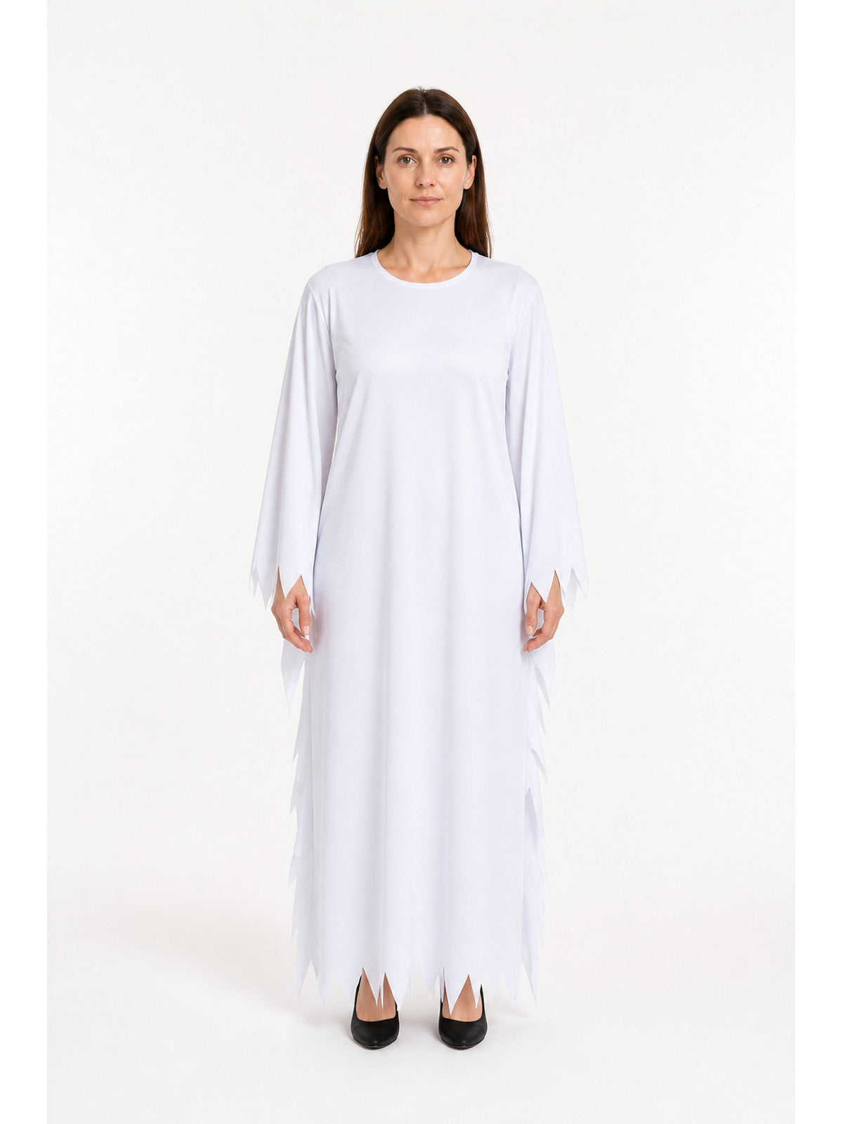 White Zombie Costume, Long Robe with Jagged Edges