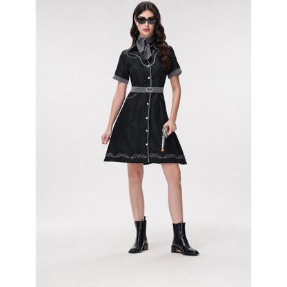 Western-Style Costume: Black Dress with Belt