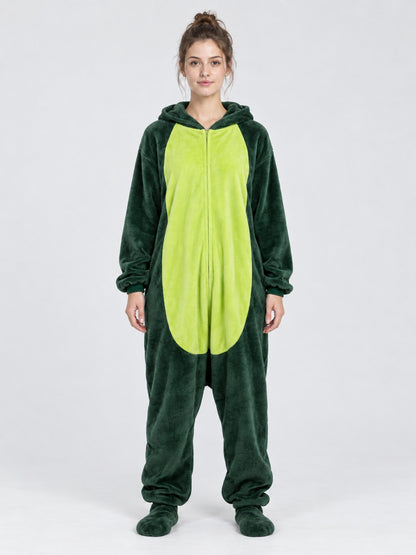 Insulated Hooded Pajama Jumpsuit, Dark Green