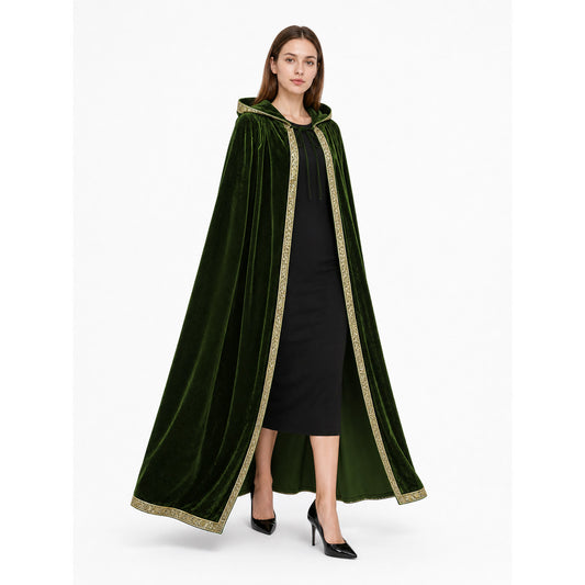 Dark Green Hooded Carnival Cloak