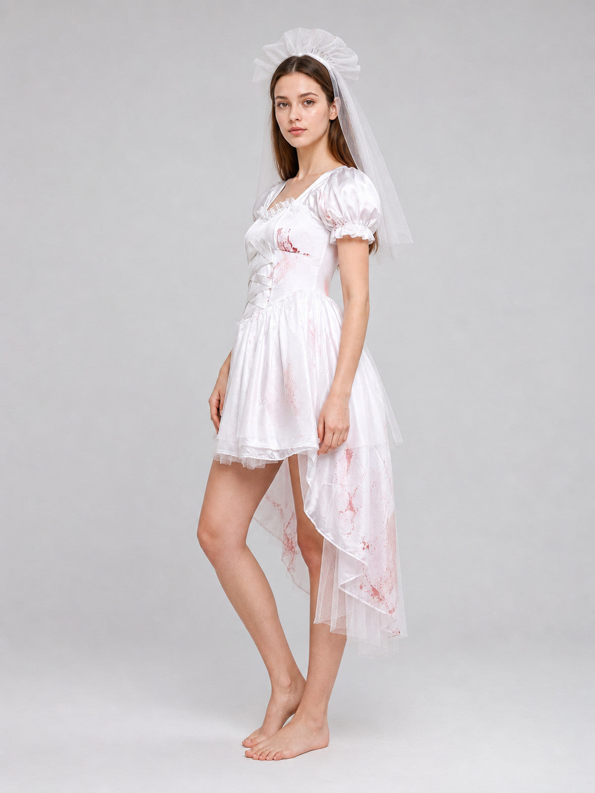 Costume Dress with Veil, Gothic Style side view