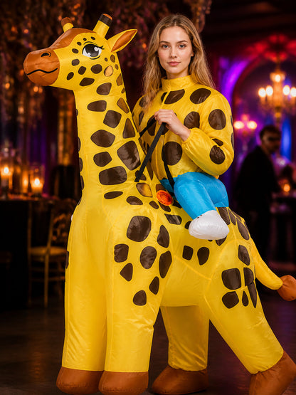 Giraffe Inflatable Costume, Funny Halloween Outfit on-model view