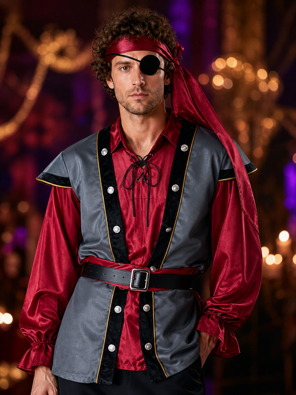 Pirate Costume with Eyepatch for Cosplay, Halloween