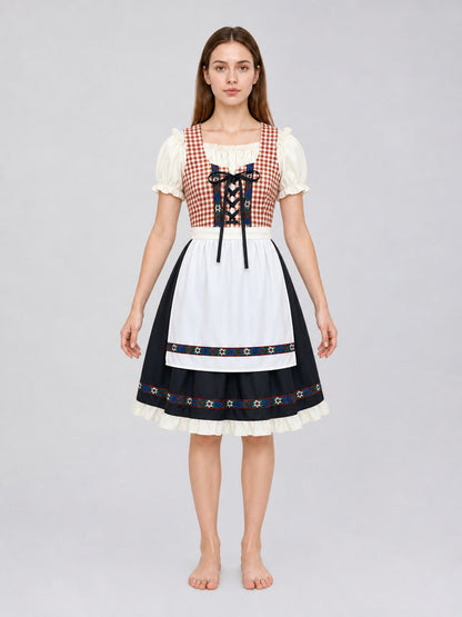 This traditional costume is designed in a vintage folk style and is suitable for front view