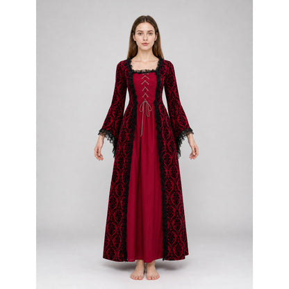 Renaissance Dress with Lace and a Full Skirt front view