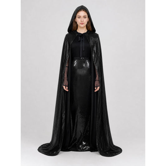 Black Gothic Hooded Carnival Cloak