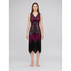 1920s-Style Flapper Dress with Fringe and Sequins