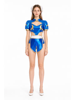Chun-Li Cosplay Costume, Blue Outfit with Belt