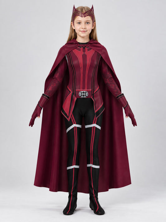 Scarlet Witch Cosplay Costume with Cape and Headpiece