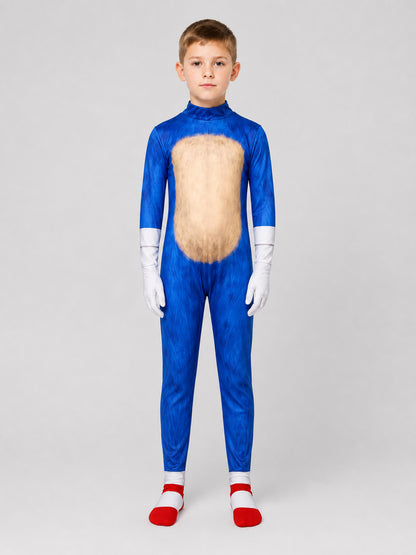 Sonic Hooded Jumpsuit Costume for Cosplay on-model view