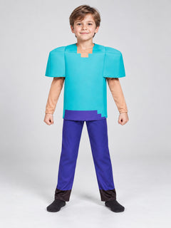 Minecraft Steve Carnival Costume in Pixel Block Style