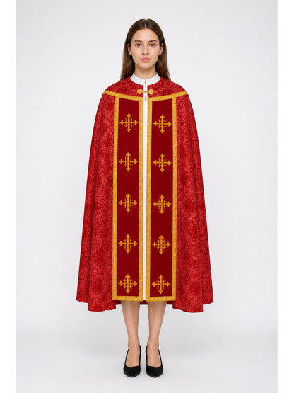 Red Chasuble with Gold Trim and Crosses main product view