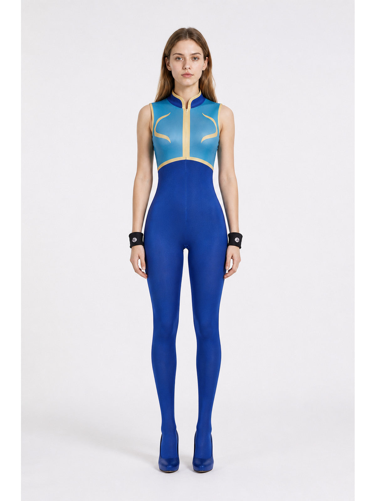 Chun-Li Jumpsuit, Sleeveless Zip-Up Costume main product view