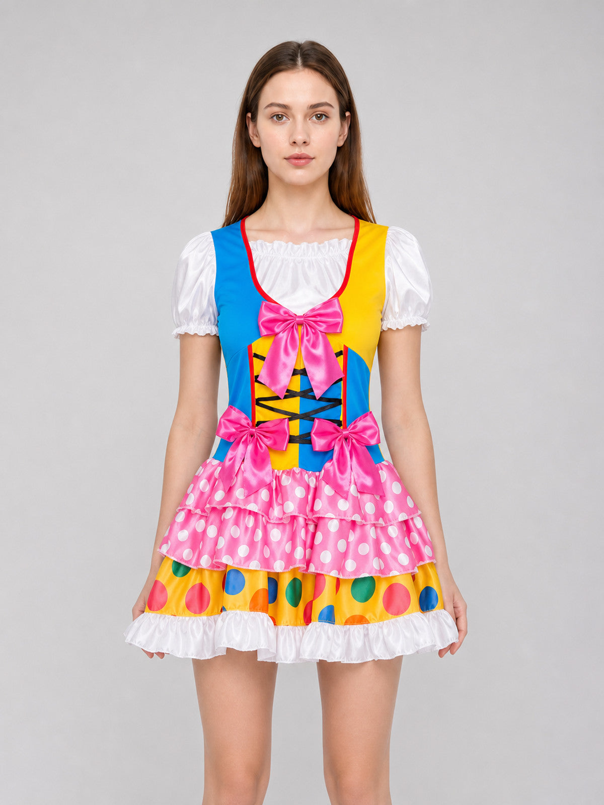 Clown Costume Dress with Ruffles and Bows