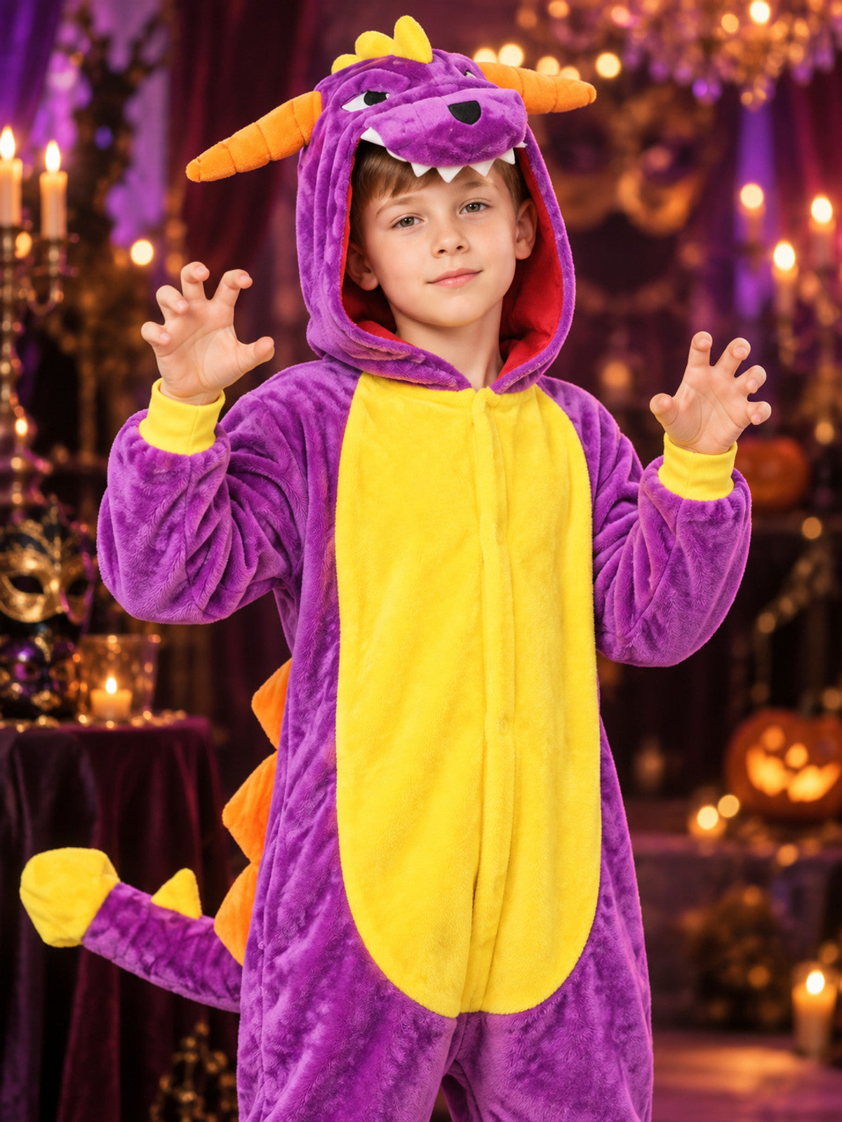 Purple Dragon Hooded and Tailed Pajama Jumpsuit