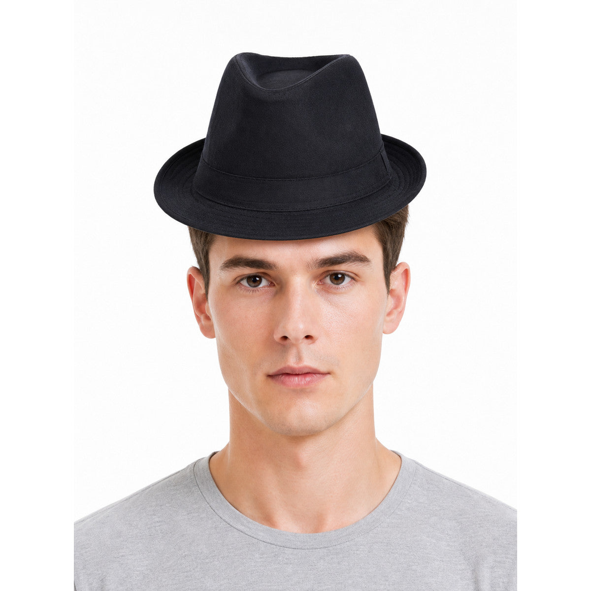 Black Wide-Brimmed Costume Fedora Hat front view