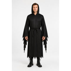 Scream Costume with Hood and Mask, Black Tattered Cloak