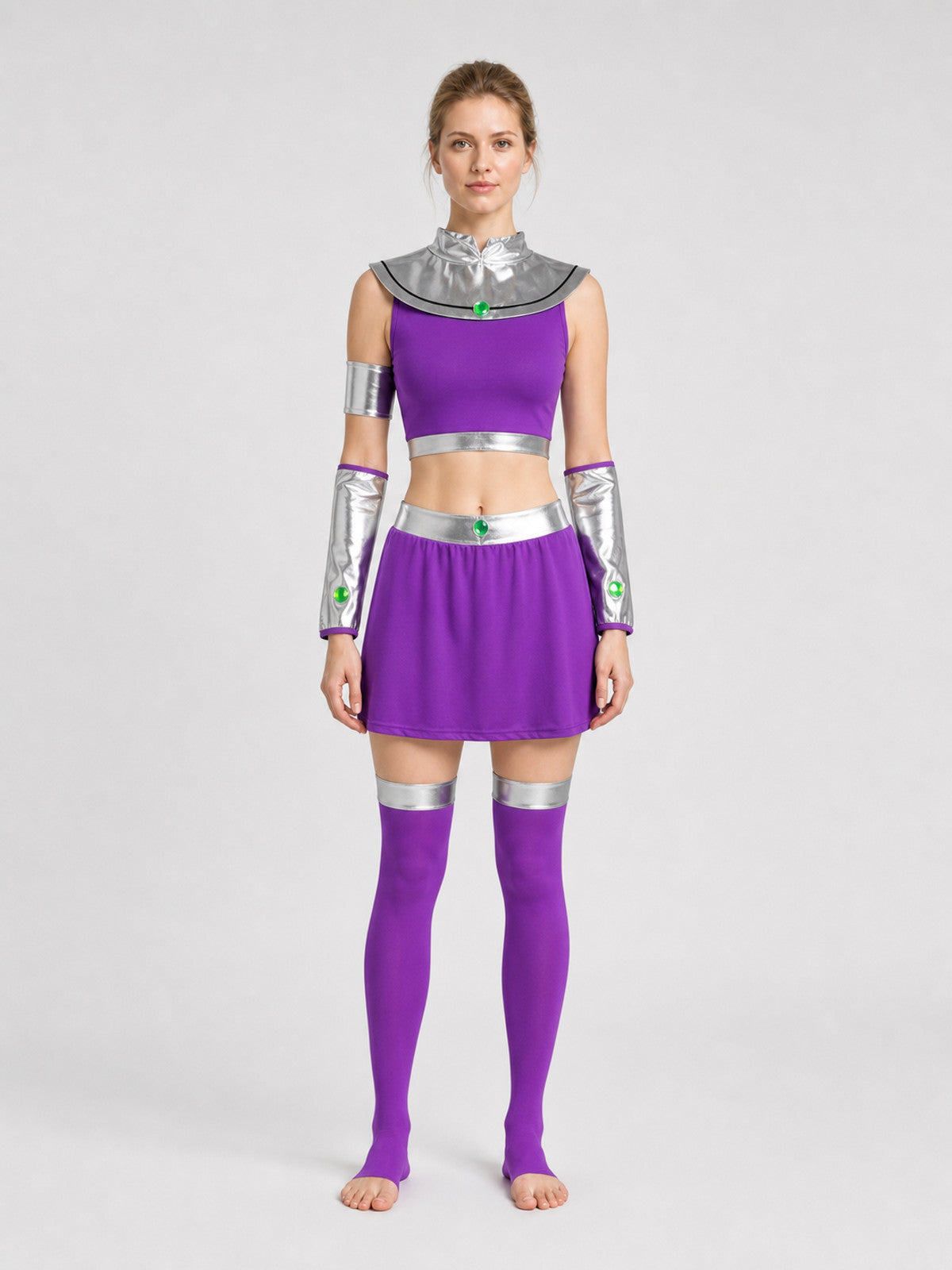 Teen Titans Starfire Cosplay Costume for Halloween on-model view