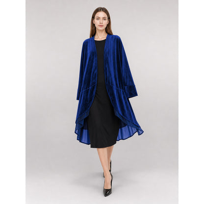 Long Dark Navy Carnival Stage Cloak front view