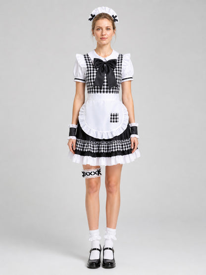 Lolita-Style Outfit with Apron, Bow, and Headband on-model view