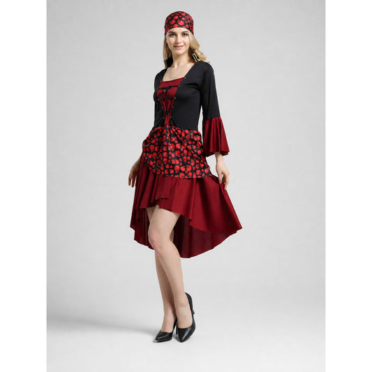 Pirate Halloween Costume with Dress and Headscarf on-model view
