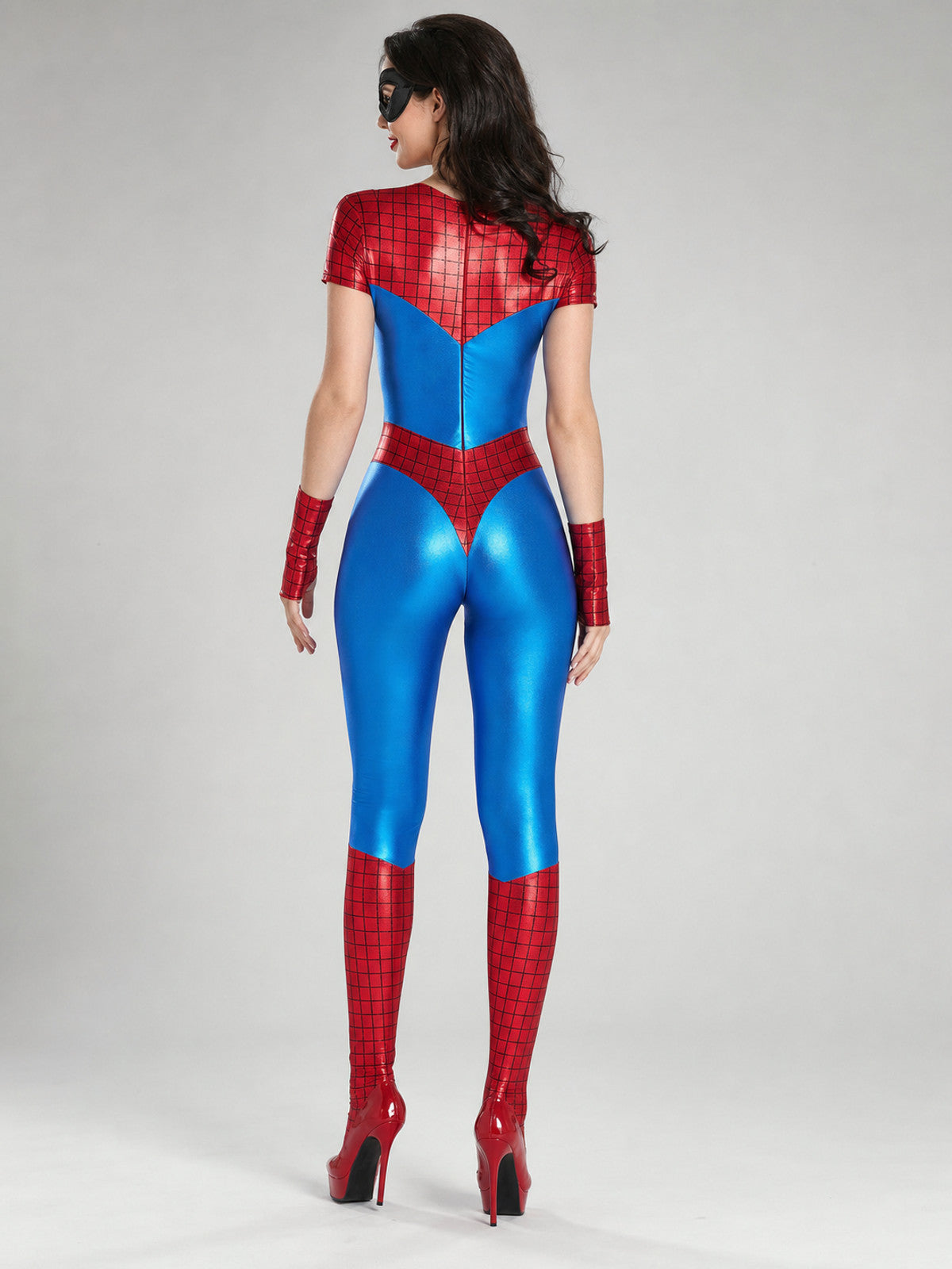 Iron Man Cosplay Costume with Mask and Gloves back view