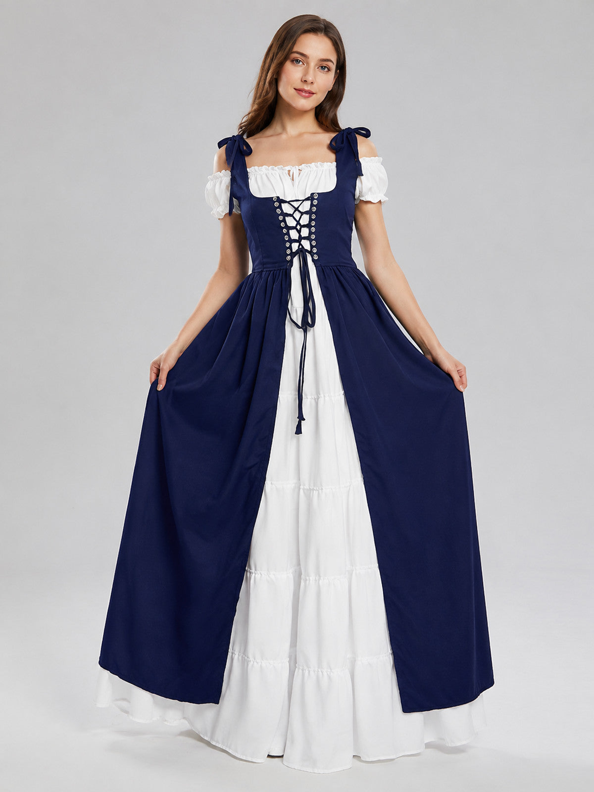 Medieval-Style Costume Dress with Lacing on-model view