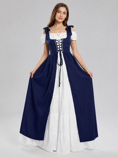 Medieval-Style Costume Dress with Lacing on-model view