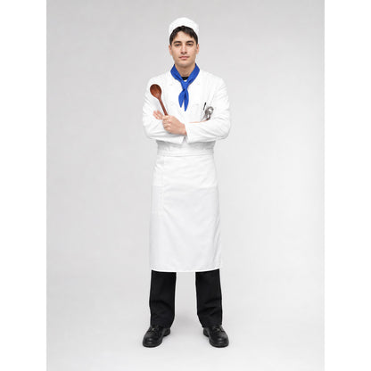 Halloween chef costume with apron and chef hat on-model view