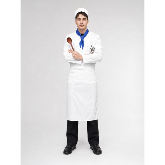 Halloween chef costume with apron and chef hat on-model view