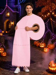 Unisex Pink Toilet Paper Roll Costume, One-Size Funny Halloween Outfit for Adults