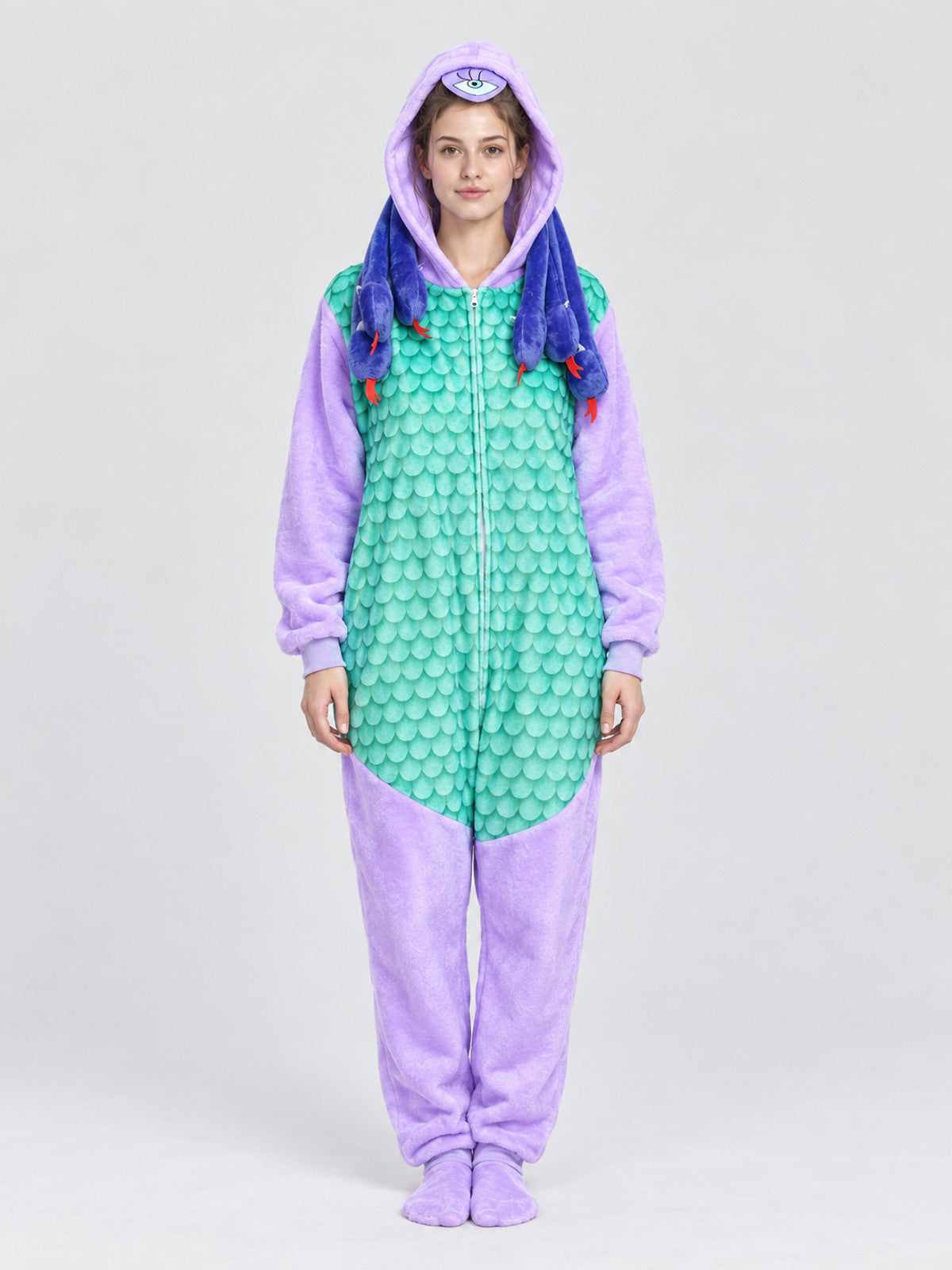 Flannel Hooded Zip-Up Pajama Jumpsuit