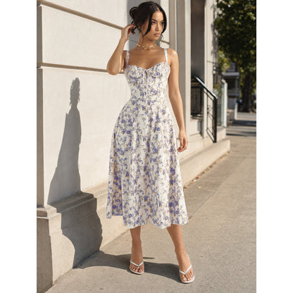 Women’s midi dress with a corset-style bodice