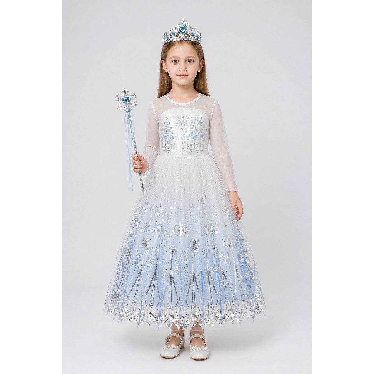 Snow Queen Costume with Crown and Magic Wand main product view