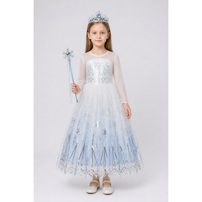 Snow Queen Costume with Crown and Magic Wand main product view