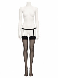 Women's Police Costume Sheer Thigh High Stockings with Garter Belt