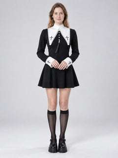 Carnival Black and White Dress with Crosses