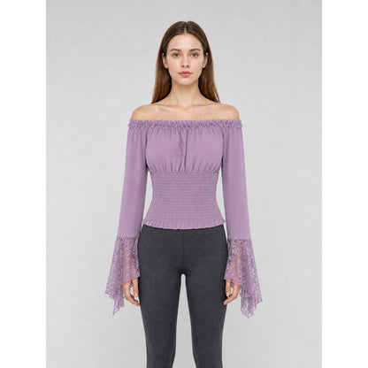 Off-the-Shoulder Top with Long Sleeves on-model view
