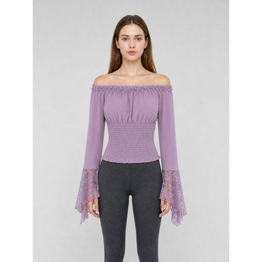 Off-the-Shoulder Top with Long Sleeves on-model view