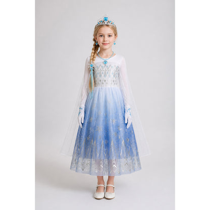 Elsa Costume with Snowflake Dress and Crown main product view