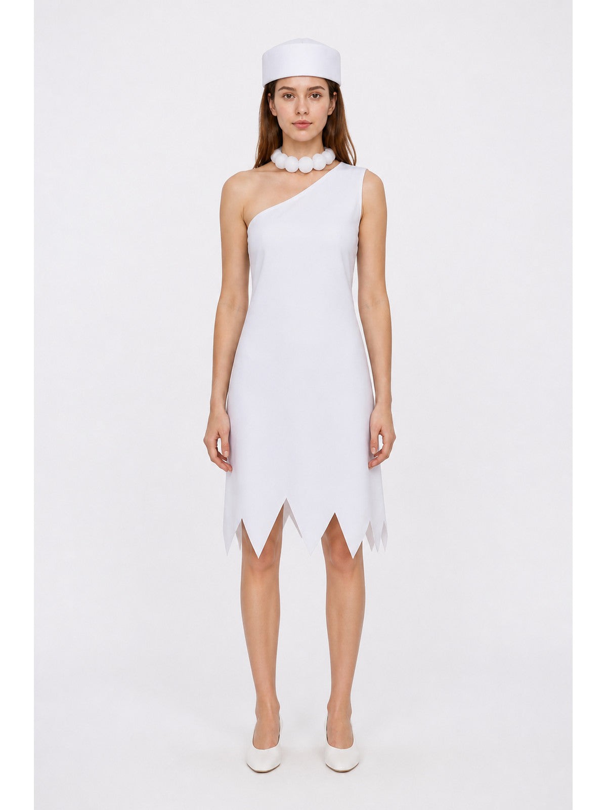 Sleeveless One-Shoulder White Halloween Dress main product view